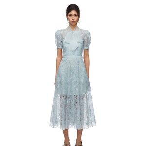 Self Portrait 3D Flower Pussybow Midi dress Size US 2